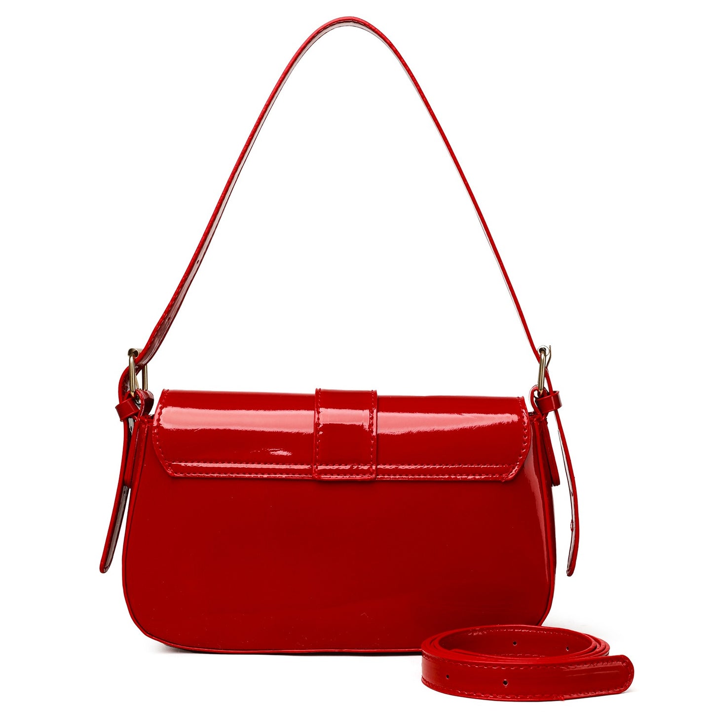 The “Scarlet Muse” Patent Shoulder Bag (Glossy Cherry Red Edition)