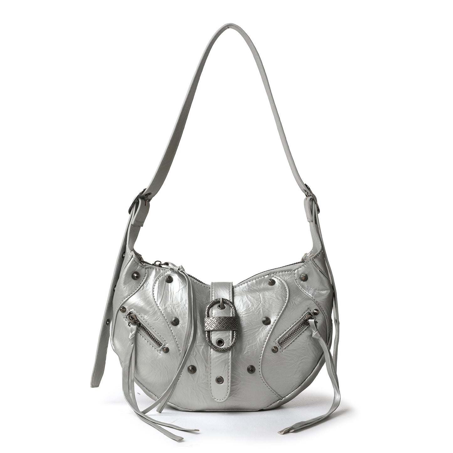 The “Silver Rebel” Studded Shoulder Bag