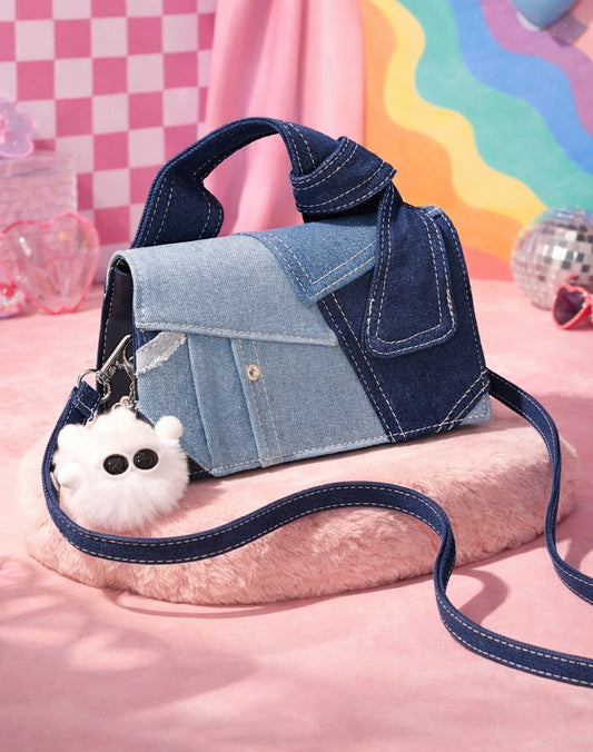 Denim Patchwork Shoulder Bag