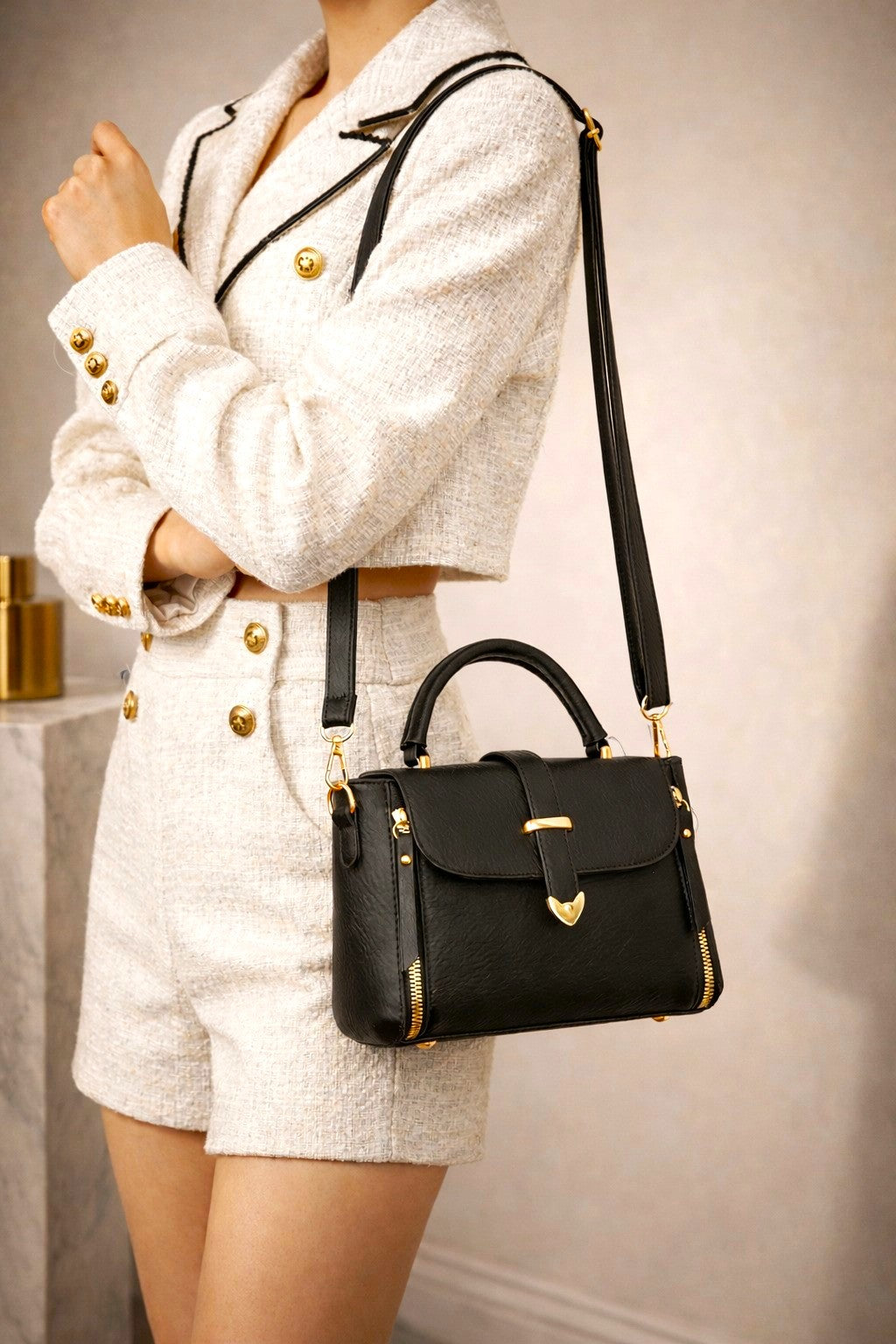 The “Midnight Luxe” Top Handle Bag