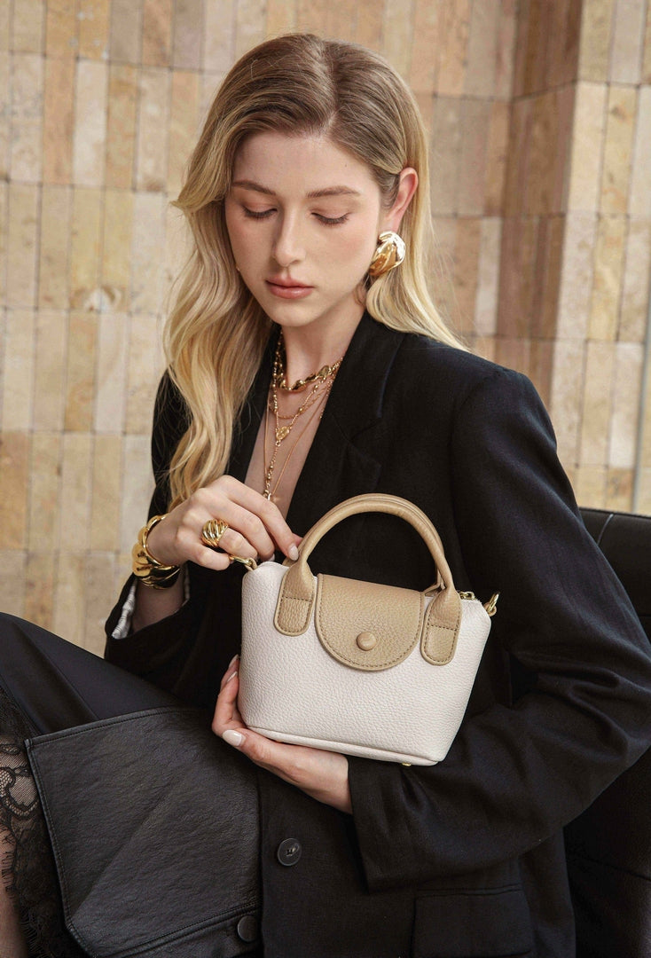 Mini Top Handle Crossbody Bag – Beige & Cream Edition