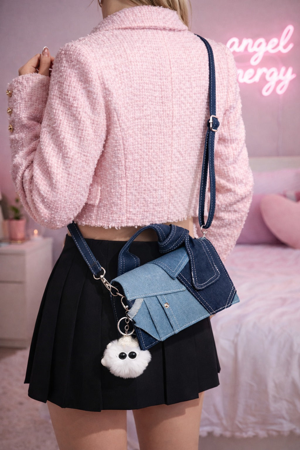 Denim Patchwork Shoulder Bag