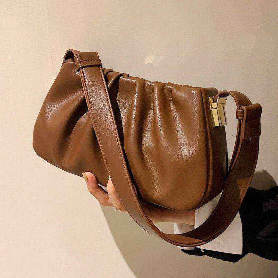 Soft Pleated Shoulder Bag – Chocolate Brown Edition