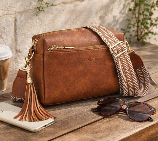 The “Caramel Nomad” Crossbody Bag (Boho Strap Edition)