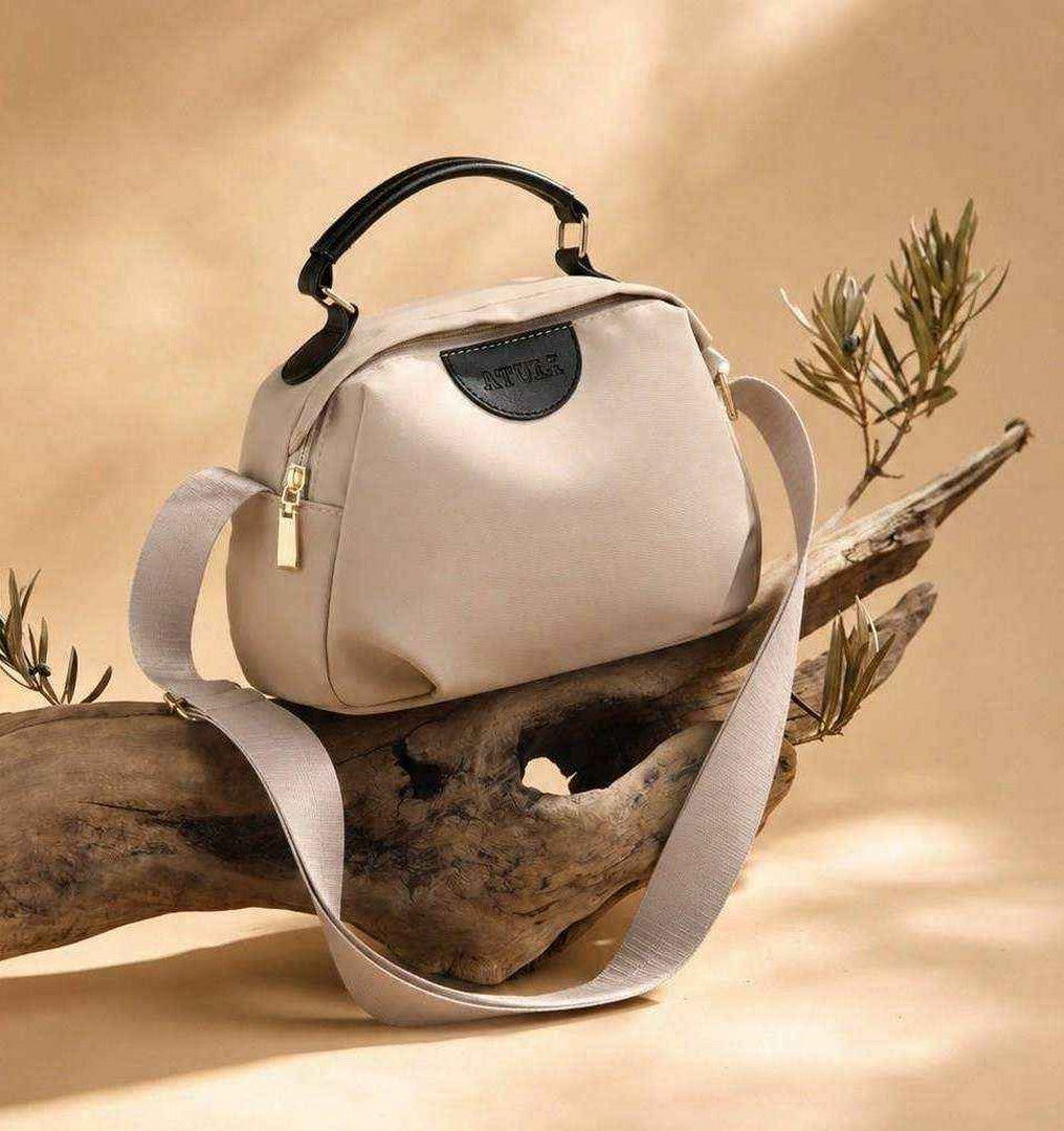 Casual Top Handle Crossbody Bag – Beige Edition