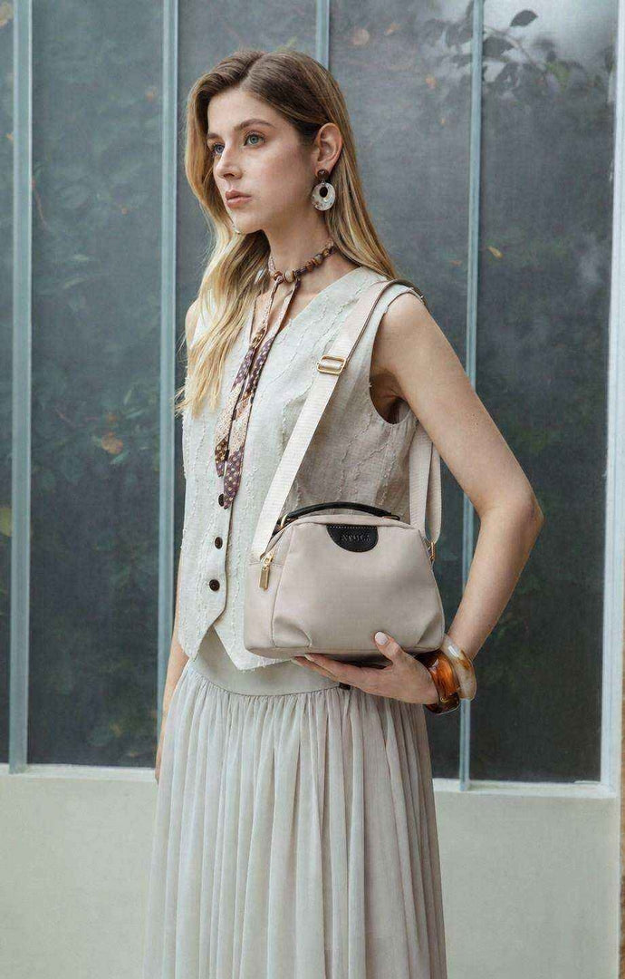 Casual Top Handle Crossbody Bag – Beige Edition