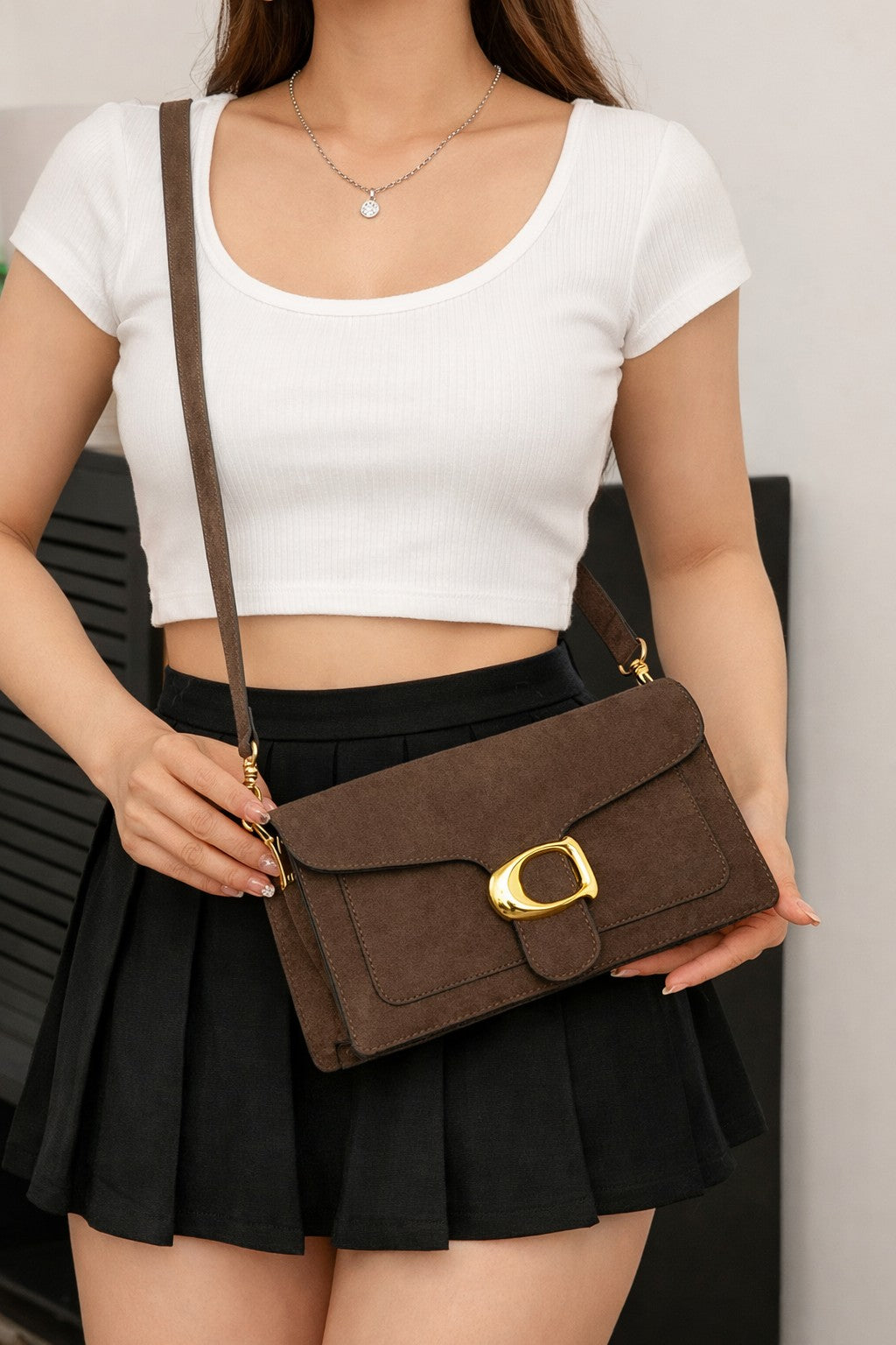 The “Vintage Cocoa” Suede Shoulder Bag