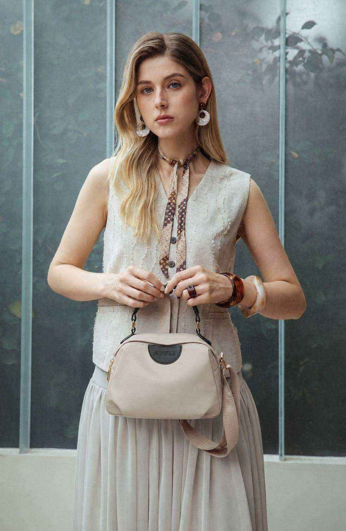 Casual Top Handle Crossbody Bag – Beige Edition